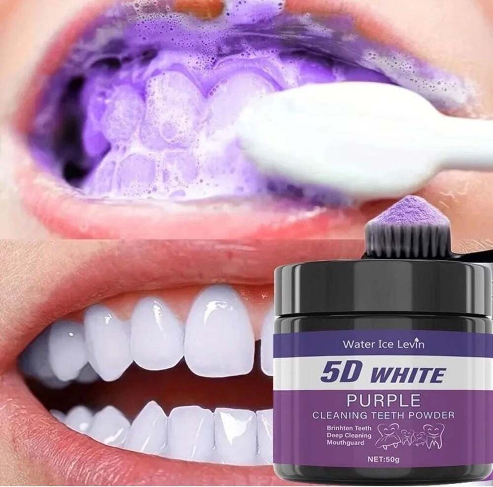Water Ice Levin 5D WHITE Purple Cleaning Teeth Powder 50g
